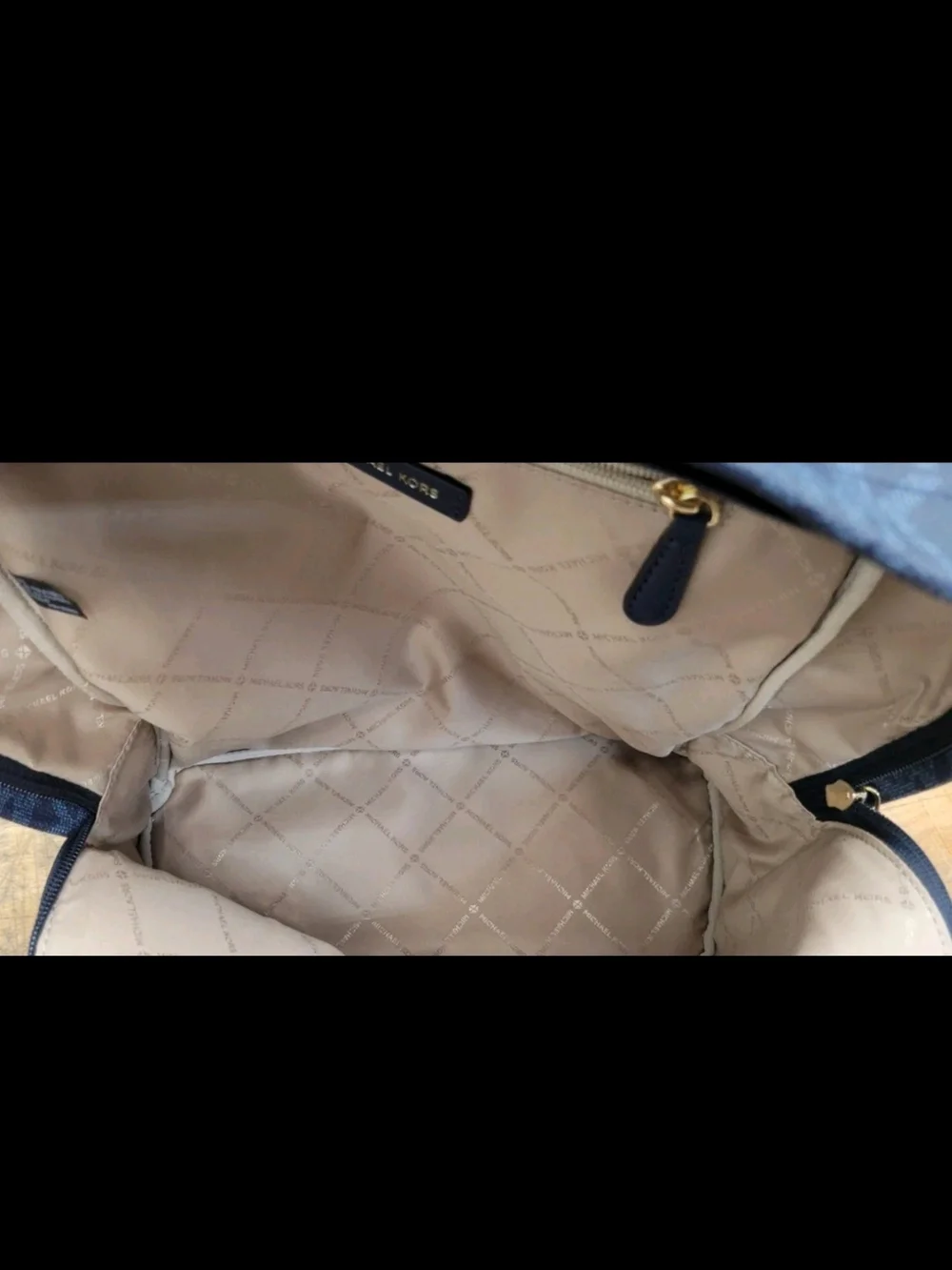 New Michael Kors Men's Navy MK Signature Logo Backpack